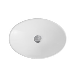 490*350*95mm Bathroom Oval Above Counter Gloss White Ceramic Wash Vessel Basin